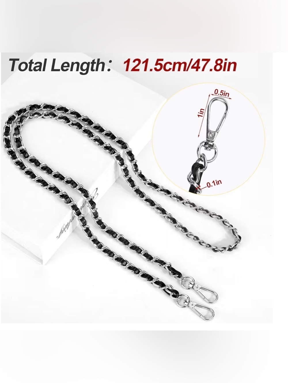 Silver and Black Chain Strap Replacement for Men Bags